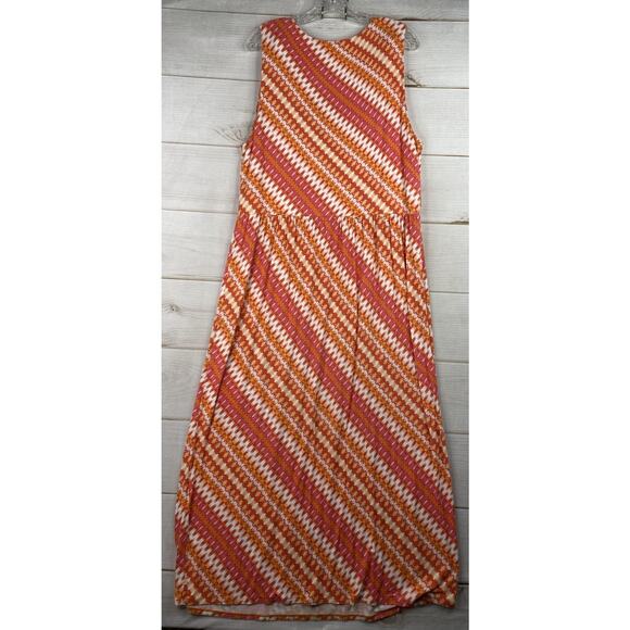 J Jill Maxi Dress Womens XL Faux Wrap Orange Colorful Boho Sleeveless Knit - Picture 8 of 10